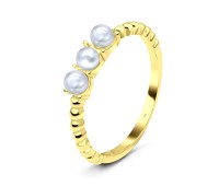 Pearl Gold Plated Silver Rings NSR-2910-GP